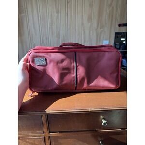 Red "CROP en Style" travel or cosmetic bag Craft Bag Beading Arts Luggage Carry